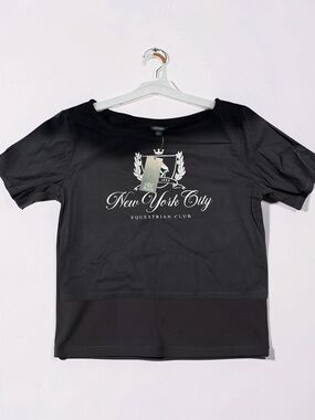 wild fable Black New York City Equestrian Crop Top